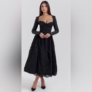 BLACK LACE CORSET, SKIRT AND BOLERO